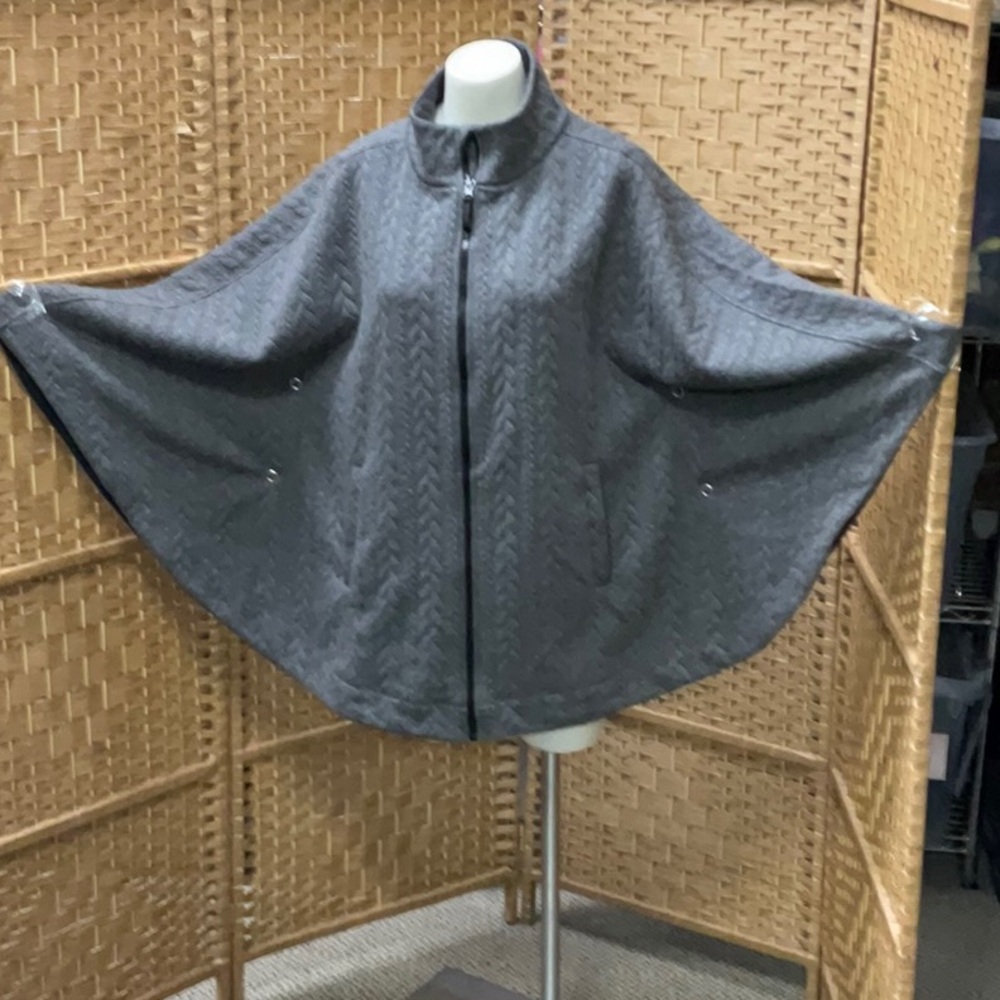 Elegant Charcoal Cape Jacket